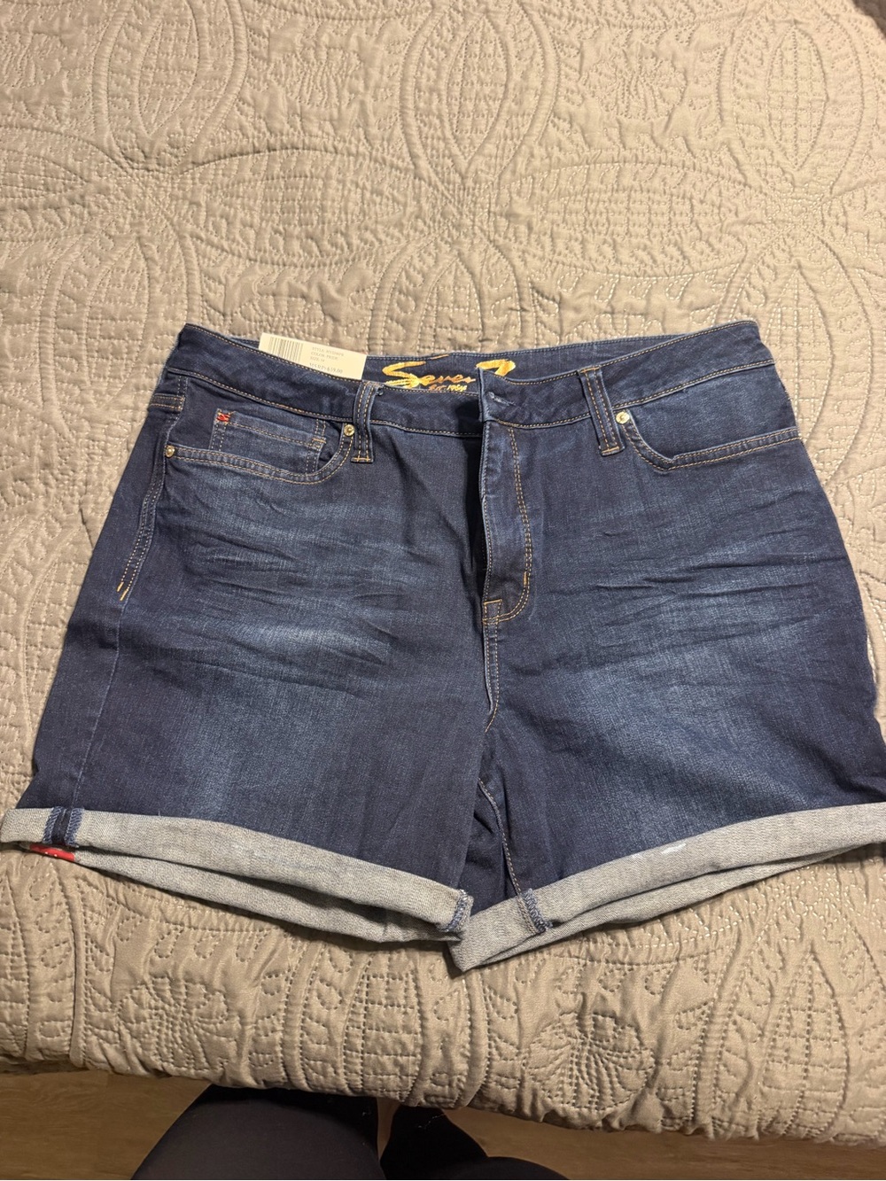Seven7 Dark Indigo Roll-Cuff Jean Shorts